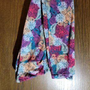 LuLaRoe Teal Purple Orange Geometric Print Leggings OS